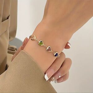 🩷💙Sparkling Zirconia Heart Beaded Bracelet ♥️Stylish💜Colorful 💚Sparkling